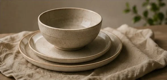 Minimal ceramic bowl and plates