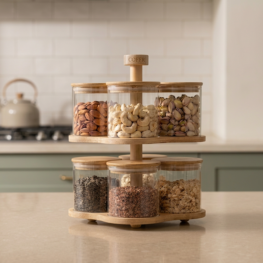 nestcase 2-Tier Rotating Borosilicate Glass Spice Jars Set of 8 - image 4