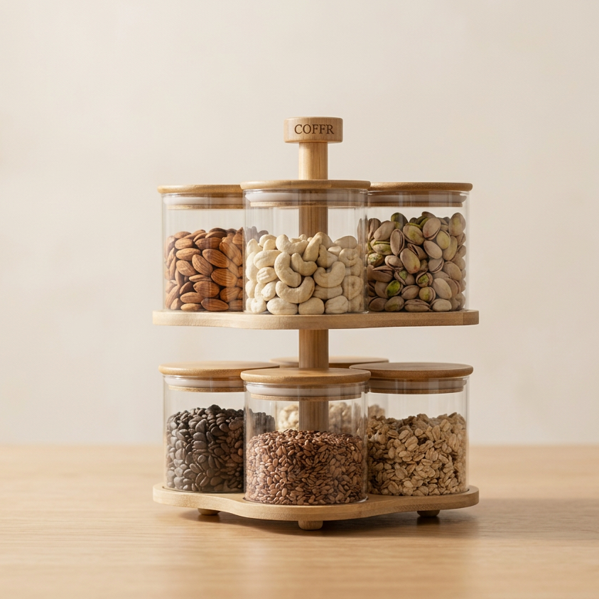 nestcase 2-Tier Rotating Borosilicate Glass Spice Jars Set of 8 - image 3
