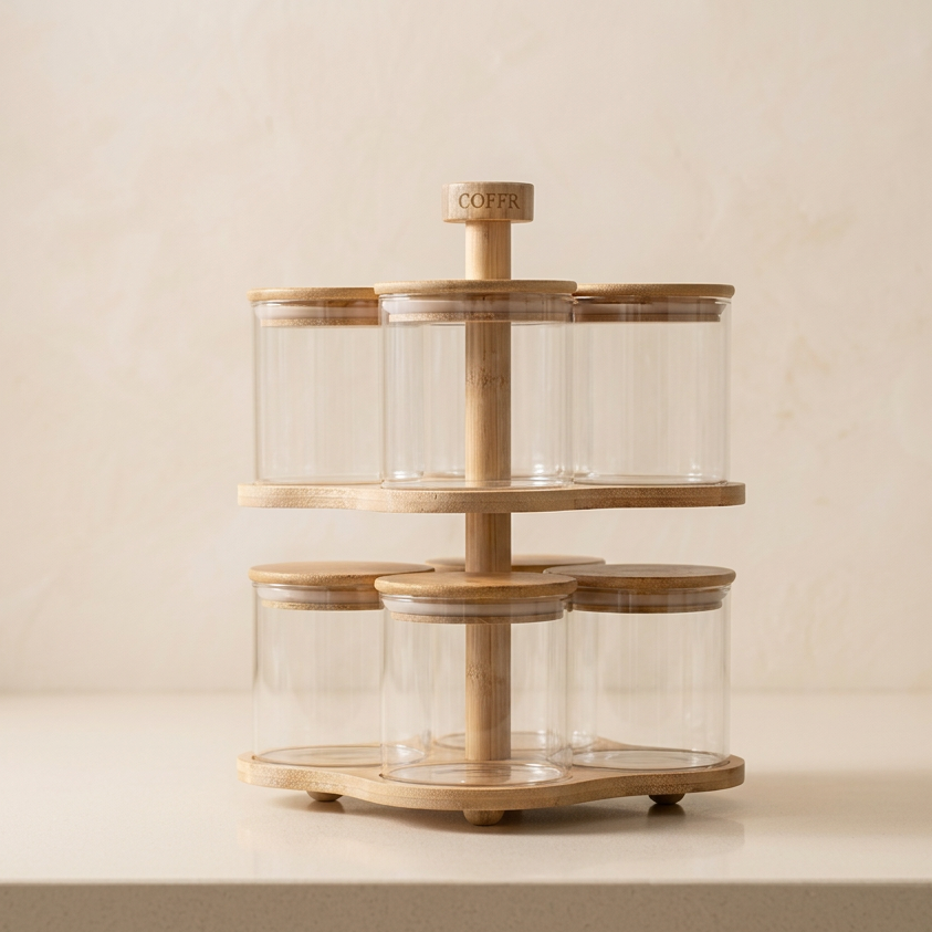nestcase 2-Tier Rotating Borosilicate Glass Spice Jars Set of 8 - image 2