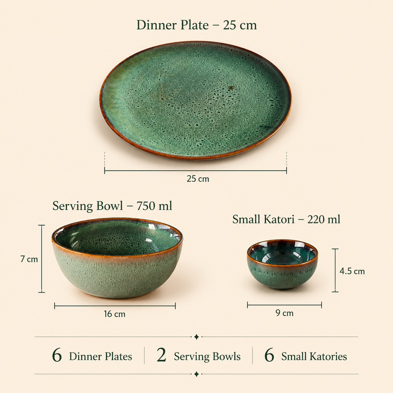 nestcase Ceramic Dinner Set of 14 Pieces | Speckled Green - image 4