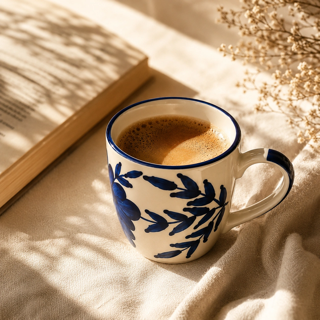 nestcase Ceramic Tea & Coffee Mugs Set of 6 – Ivory White with Floral Blue Design - image 4