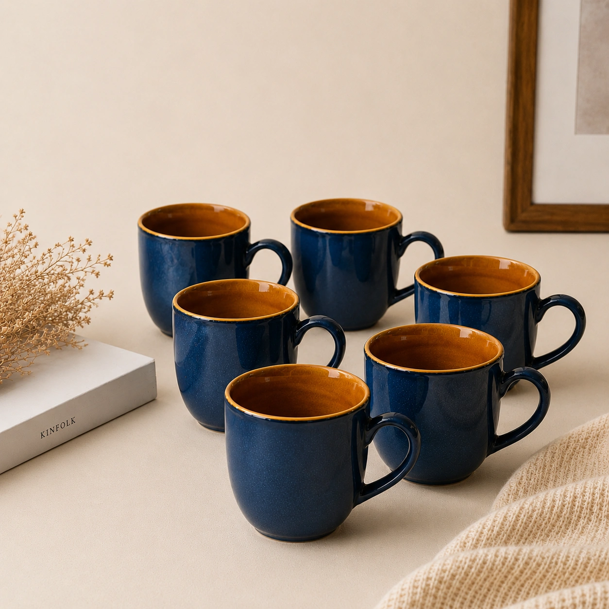 nestcase Ceramic Tea & Coffee Mugs Set of 6 – Reactive Blue - image 1