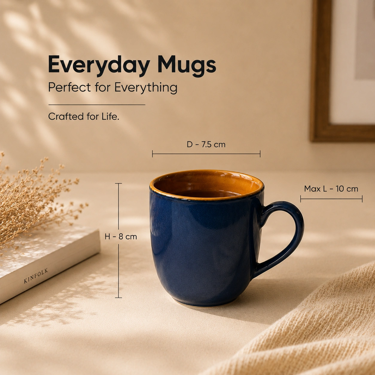nestcase Ceramic Tea & Coffee Mugs Set of 6 – Reactive Blue - image 4