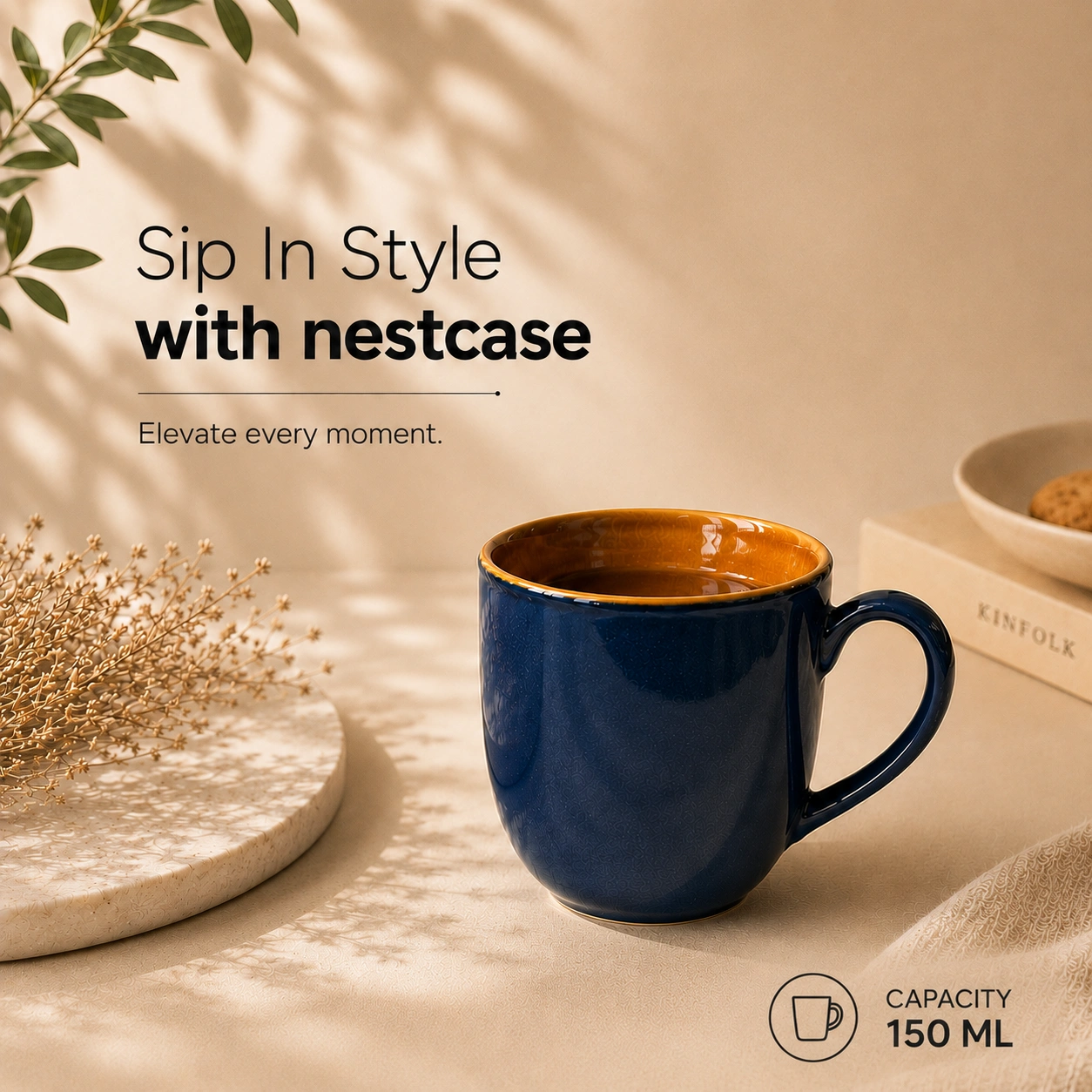 nestcase Ceramic Tea & Coffee Mugs Set of 6 – Reactive Blue - image 2