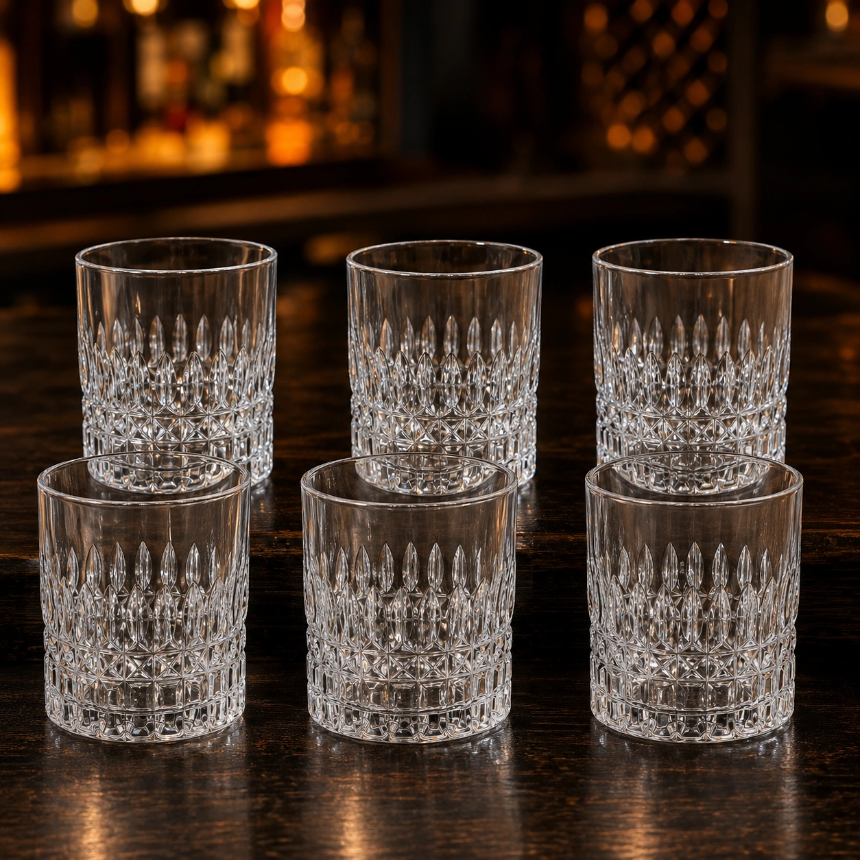 nestcase Whisky Glasses Set of 6, 300 ml | Textured Clear Glasses - image 1
