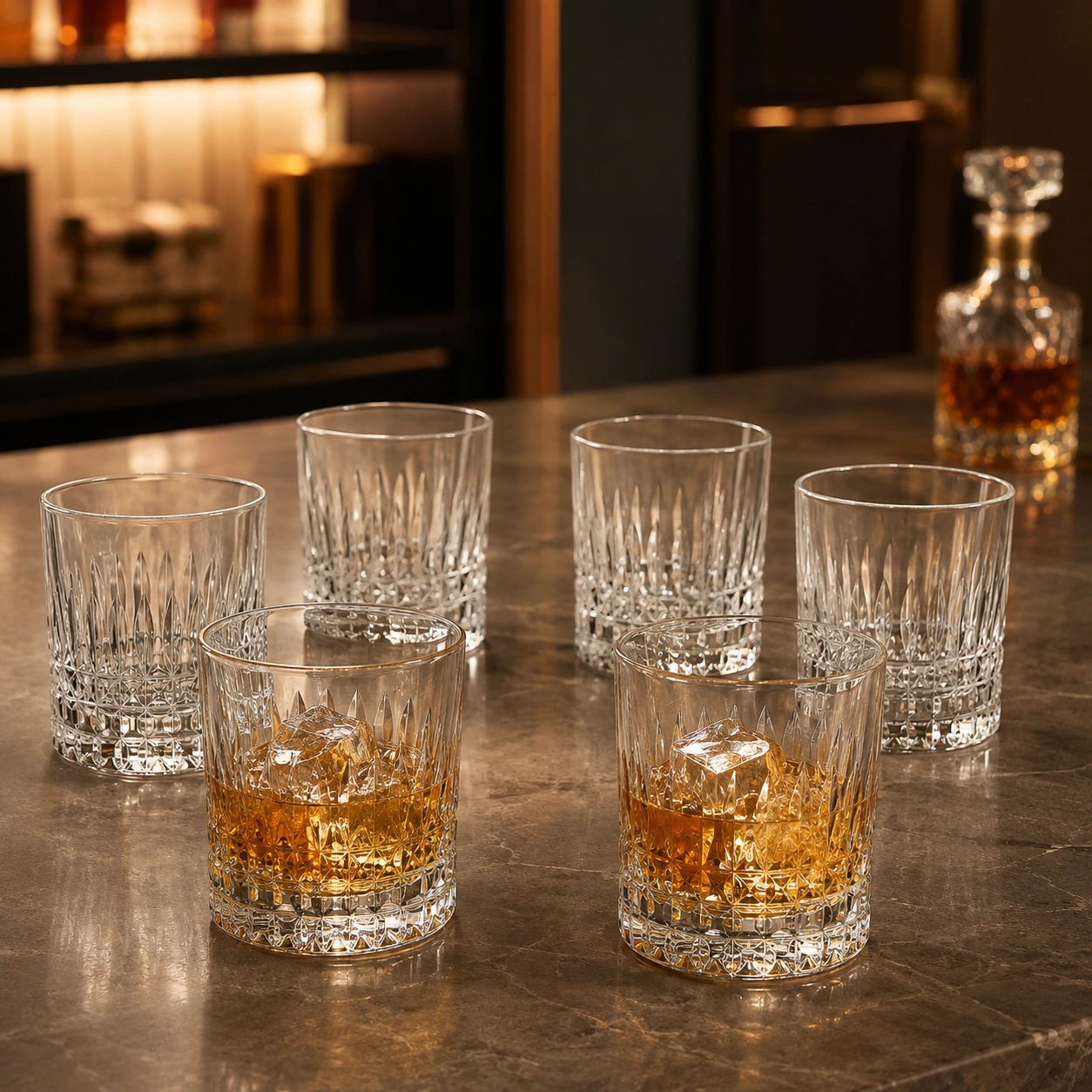 nestcase Whisky Glasses Set of 6, 300 ml | Textured Clear Glasses - image 3